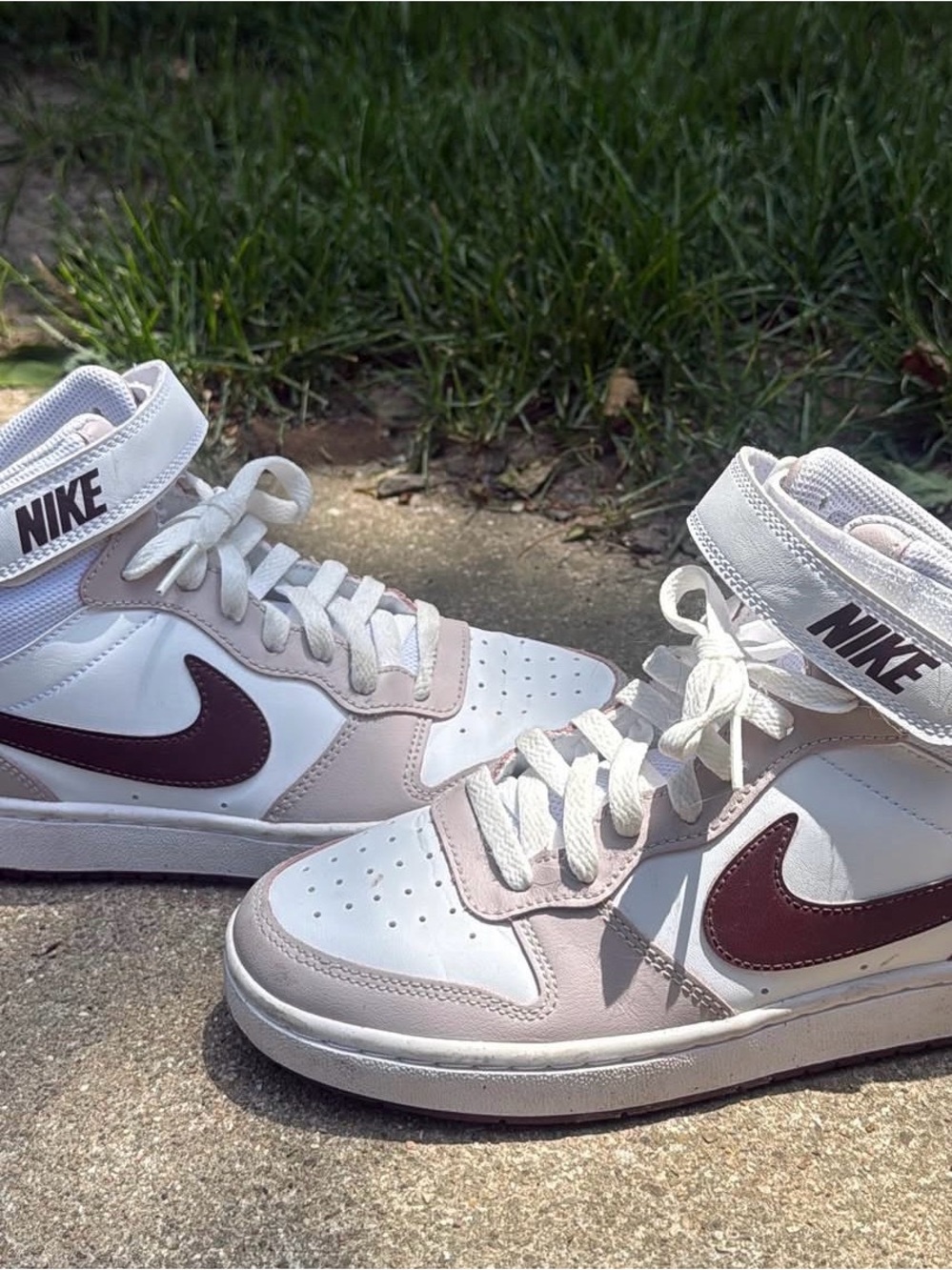 Nike High-Top Sneakers in White and Maroon
